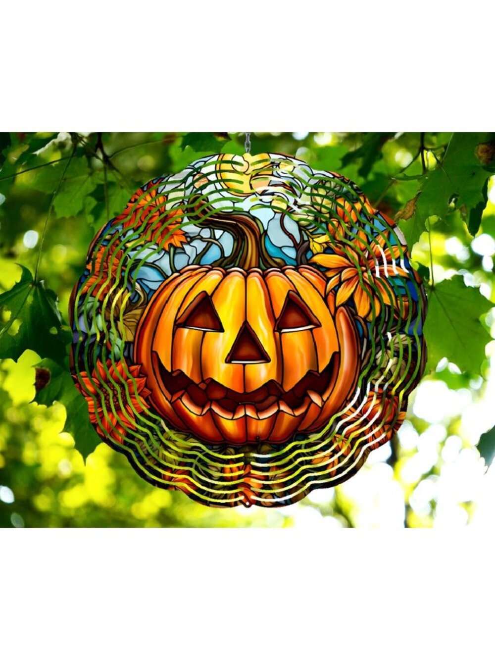 10 Inch Pumpkin Halloween Thanksgiving Wind Spinner Yard Decor Aluminum RWS-279